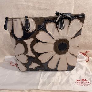 Coach Floral Appliqué Tote Statement Handbag with dust protector